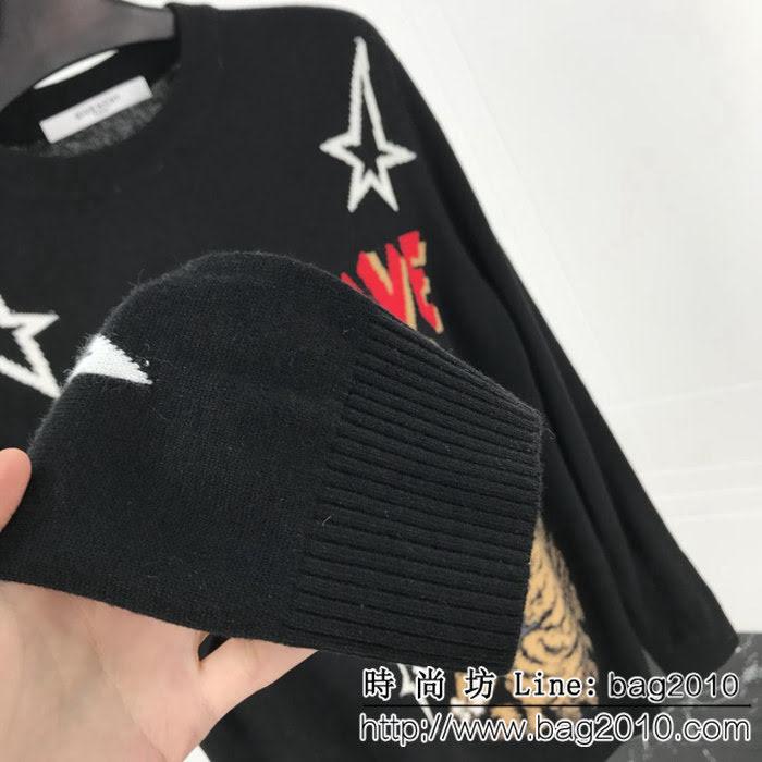 Gvc紀梵希 18ss秋冬新款毛衣 星星豹子提花圖案 採用羊毛混紡面料 舒適柔軟 高版本男女同款 ydi2341